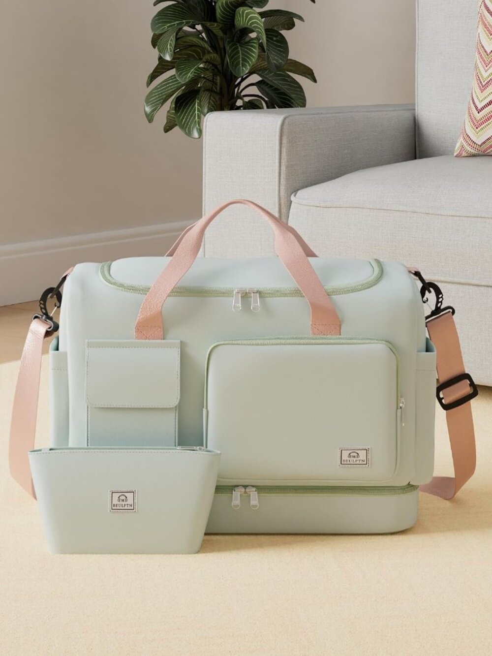 Large Travel Duffle Bag, Carry On Weekender Bag with Shoe Compartment, Gym Tote - Picture 2 of 7